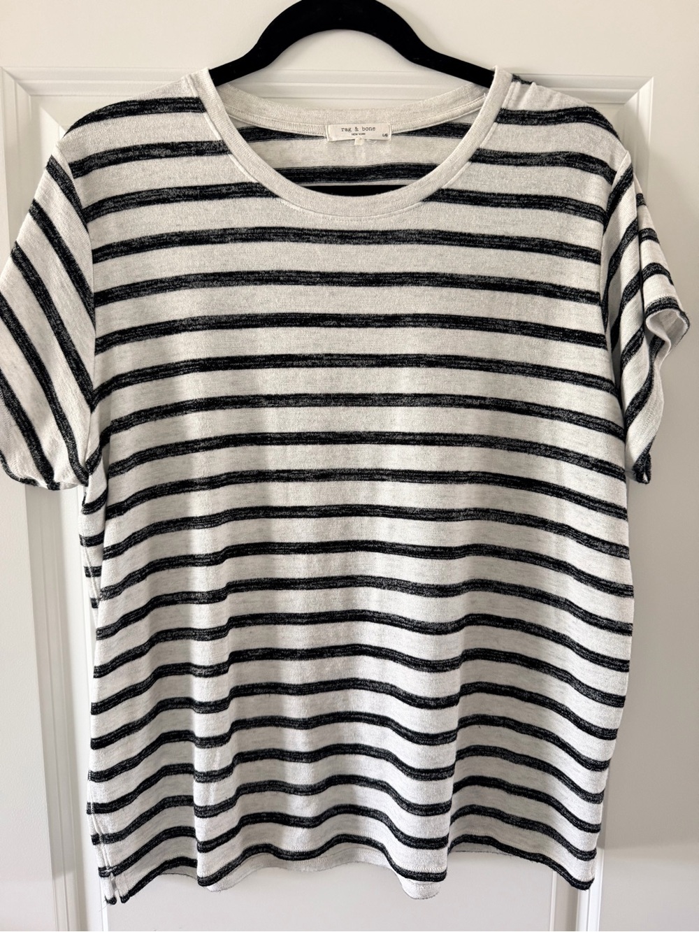 rag & bone Black and White Striped Short-Sleeve Tee